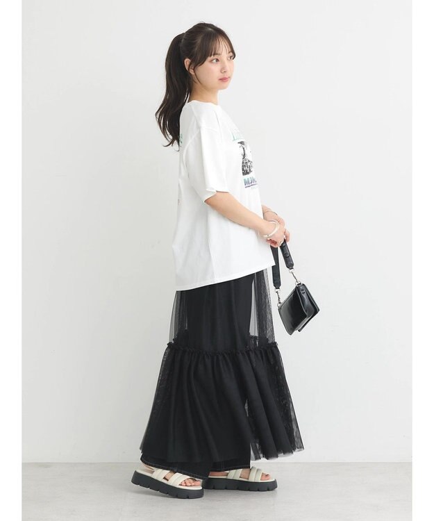 earth music&ecology ツアープリントＴシャツ Off White