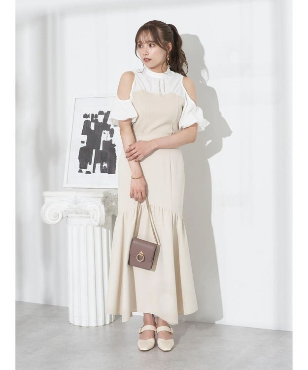 earth music&ecology オープンショルダードッキングプルオーバー Ivory