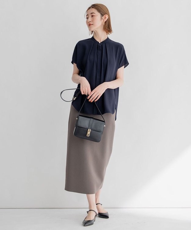 23区 【洗える】レーヨンポリエステルストレッチ タイト ニットスカート グレー系