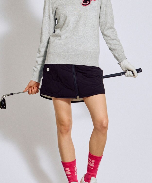 PW CIRCULUS 【WOMEN】キルティング中綿リバーシブルスカート  ゴルフウェア レディース ブラック系