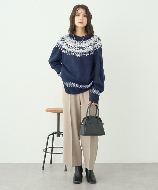 earth music&ecology オーロララメノルディックチュニック Navy