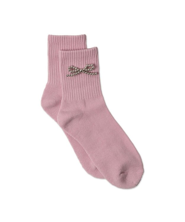 WEGO メタルリボンクルーソックス ライトピンク