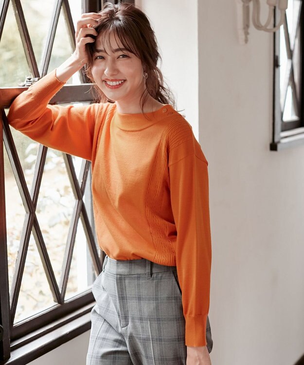 ANY SIS 【洗える】サイドケーブルカラー ニット マリーゴールド