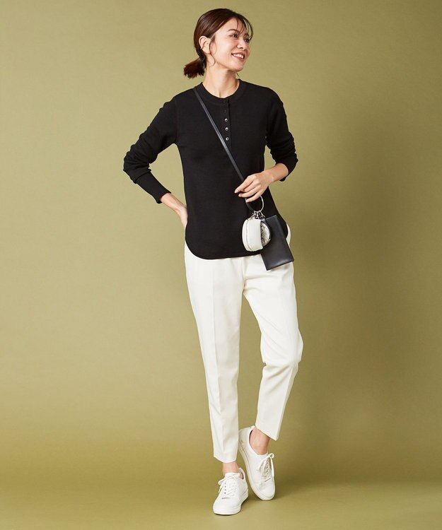 ICB 【洗える】 エクストラファインメリノ ヘンリーネックプルオーバー ブラック系