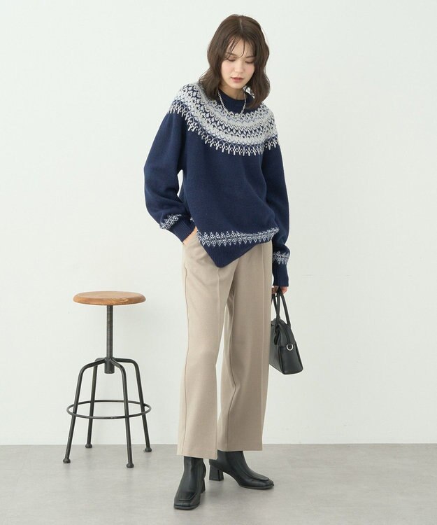 earth music&ecology オーロララメノルディックチュニック Navy