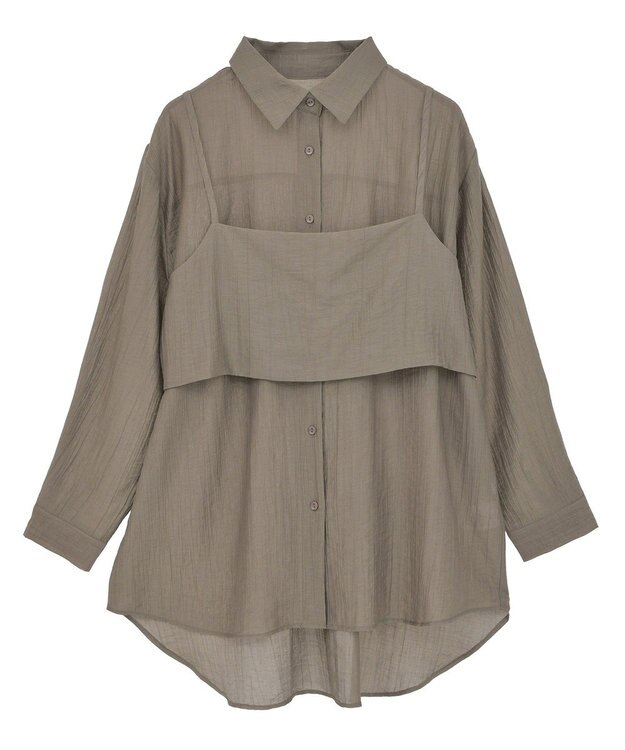 Green Parks ＳＥＴ２点シアーシャツ＋ビスチェ Brown