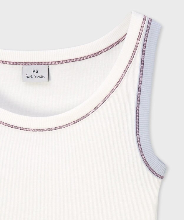 Paul Smith 【洗える】カラーステッチ リブ ノースリーブ ホワイト