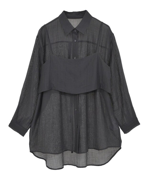 Green Parks ＳＥＴ２点シアーシャツ＋ビスチェ Black