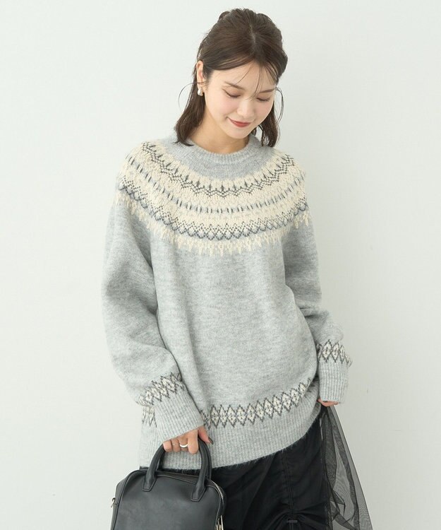 earth music&ecology オーロララメノルディックチュニック Gray