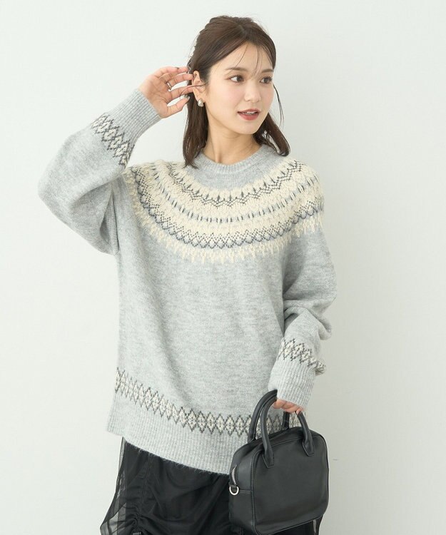 earth music&ecology オーロララメノルディックチュニック Gray