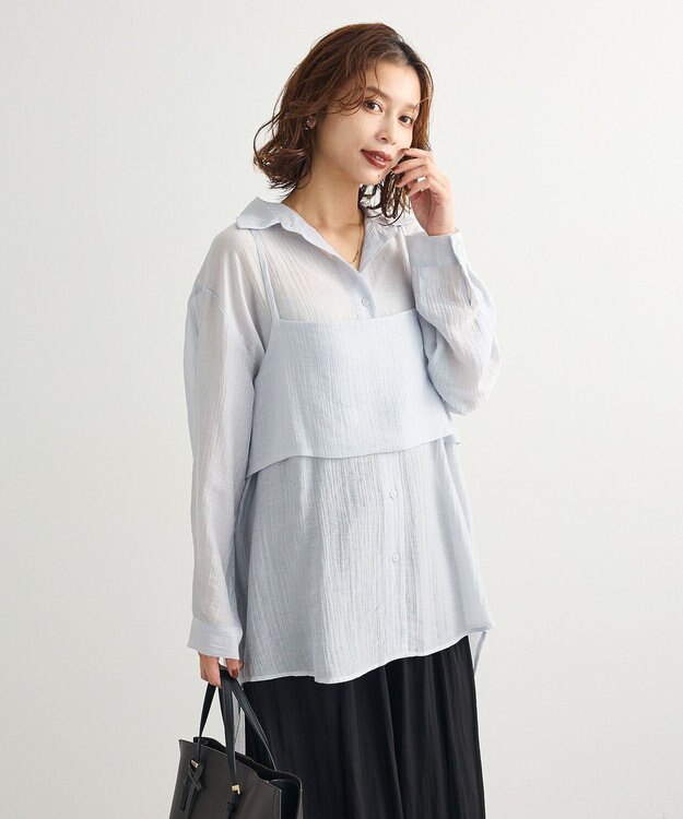 Green Parks ＳＥＴ２点シアーシャツ＋ビスチェ Light Gray