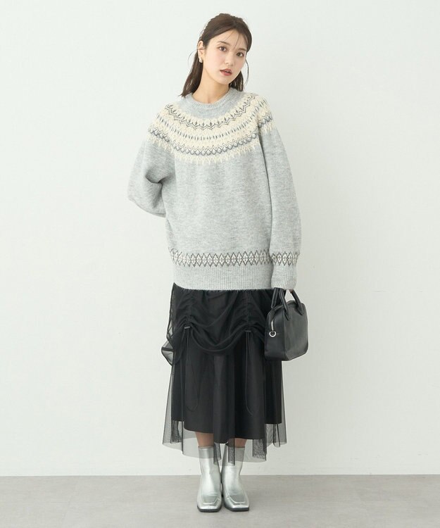 earth music&ecology オーロララメノルディックチュニック Gray