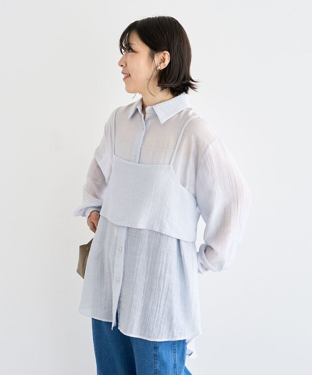 Green Parks ＳＥＴ２点シアーシャツ＋ビスチェ Light Gray