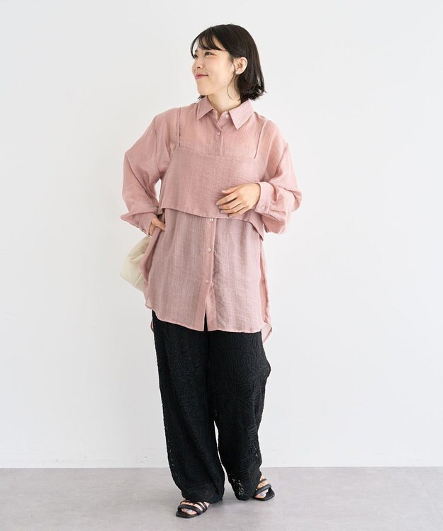 Green Parks ＳＥＴ２点シアーシャツ＋ビスチェ Pink