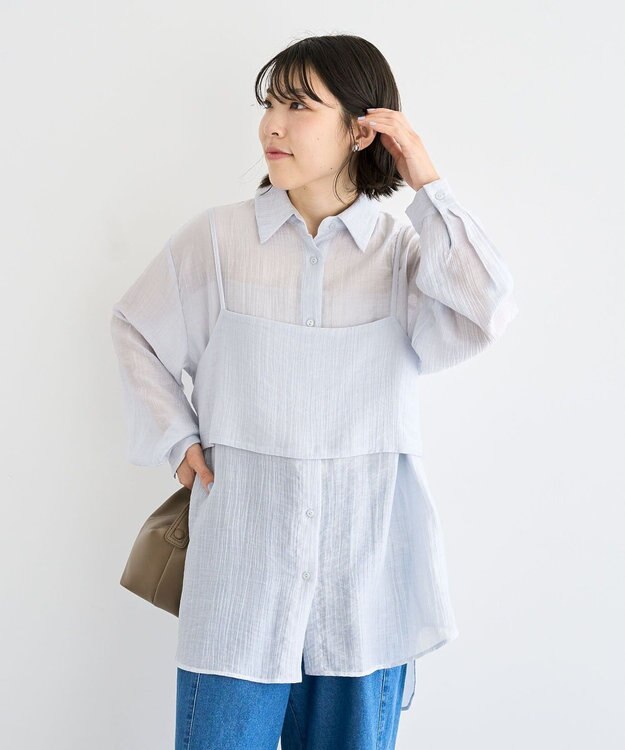 Green Parks ＳＥＴ２点シアーシャツ＋ビスチェ Light Gray