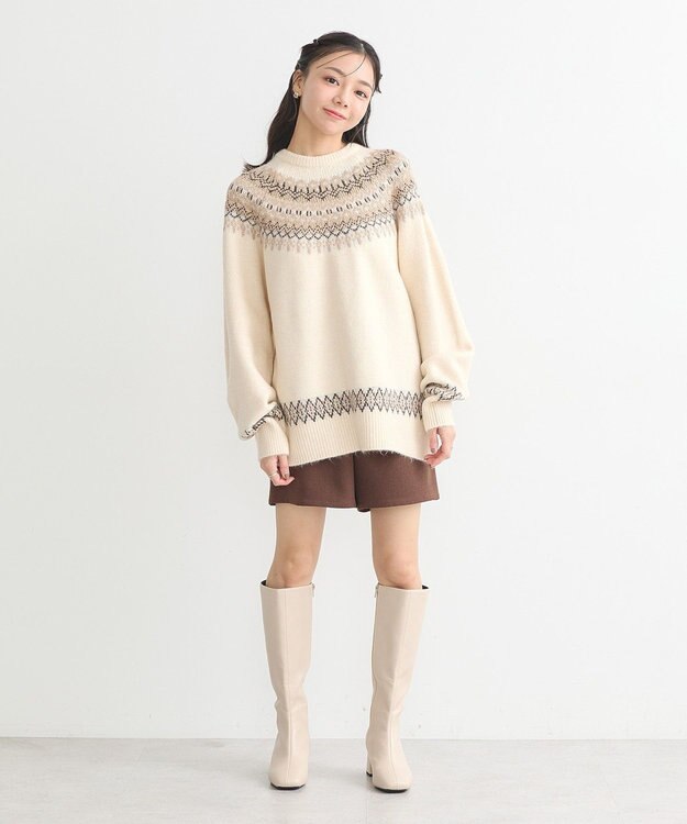 earth music&ecology オーロララメノルディックチュニック Ivory