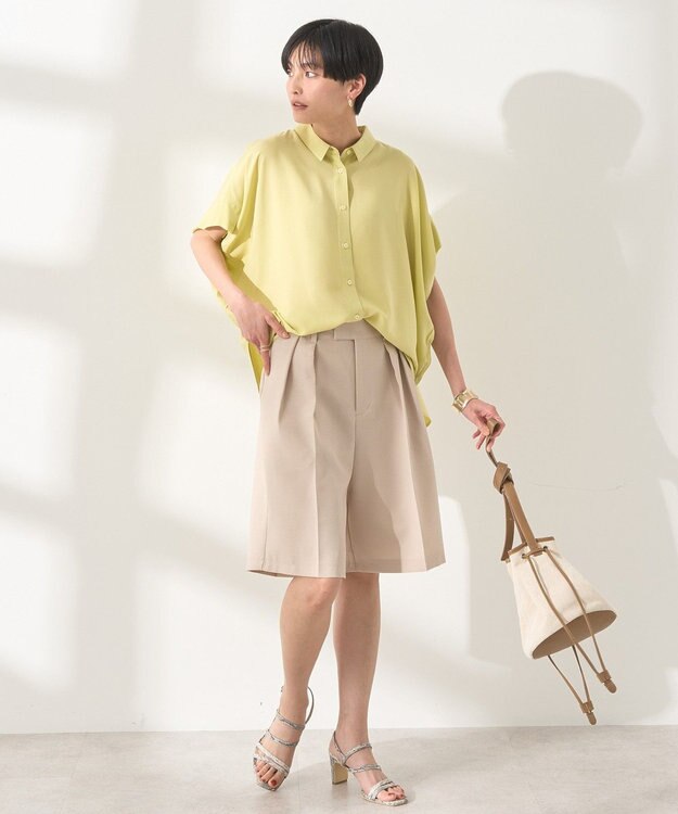 AMERICAN HOLIC 【接触冷感】タックフレンチスリーブシャツ Pistachio