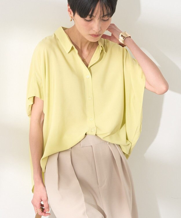 AMERICAN HOLIC 【接触冷感】タックフレンチスリーブシャツ Pistachio