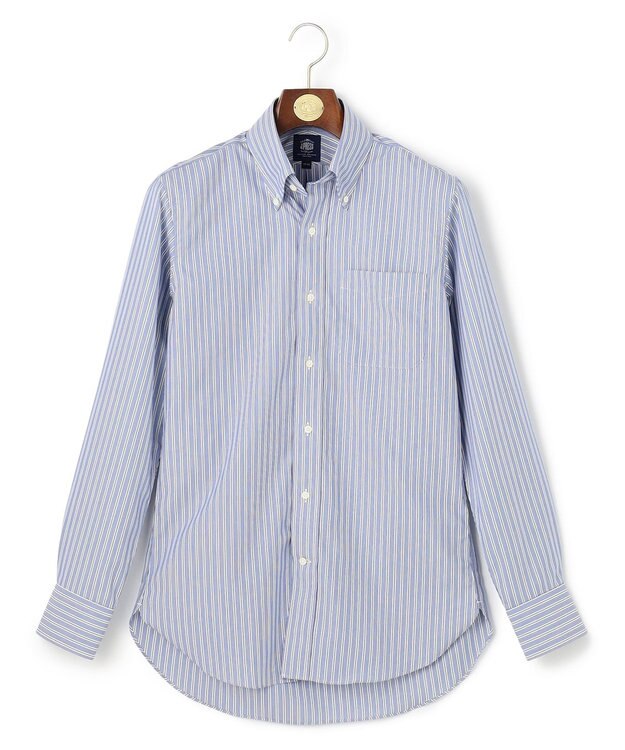 J.PRESS MEN 【PREMIUM PLEATS / 形態安定】イングリッシュストライプ ドレスシャツ / B.D. ネイビー系1