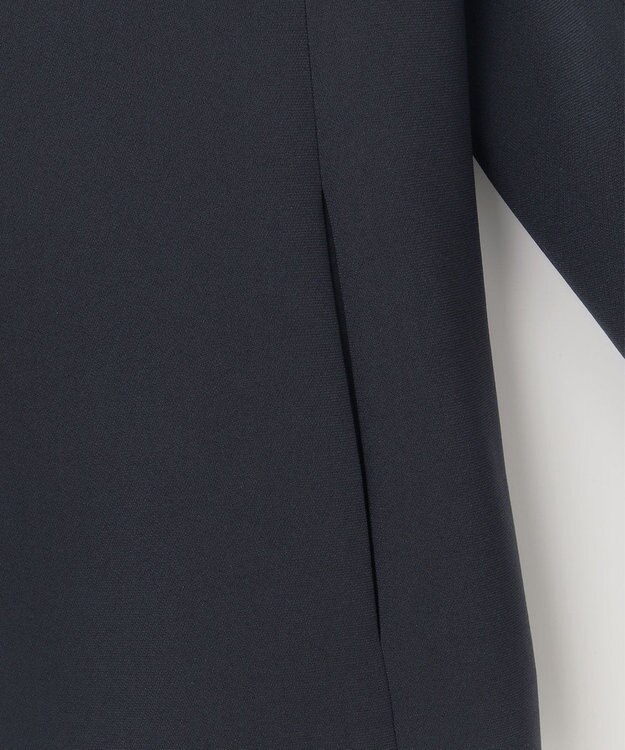 自由区 L 【セットアップ対応・洗える】トリアセダブルクロスノーカラー ジャケット ネイビー系