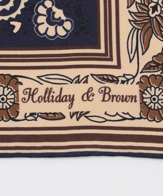 JOSEPH ABBOUD 【イタリア製・Holliday&Brown】フラワーバンダナプリント ポケットチーフ ネイビー系6
