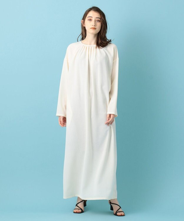 #Newans 【洗える】プルンプクロスバックオープンワンピース アイボリー系