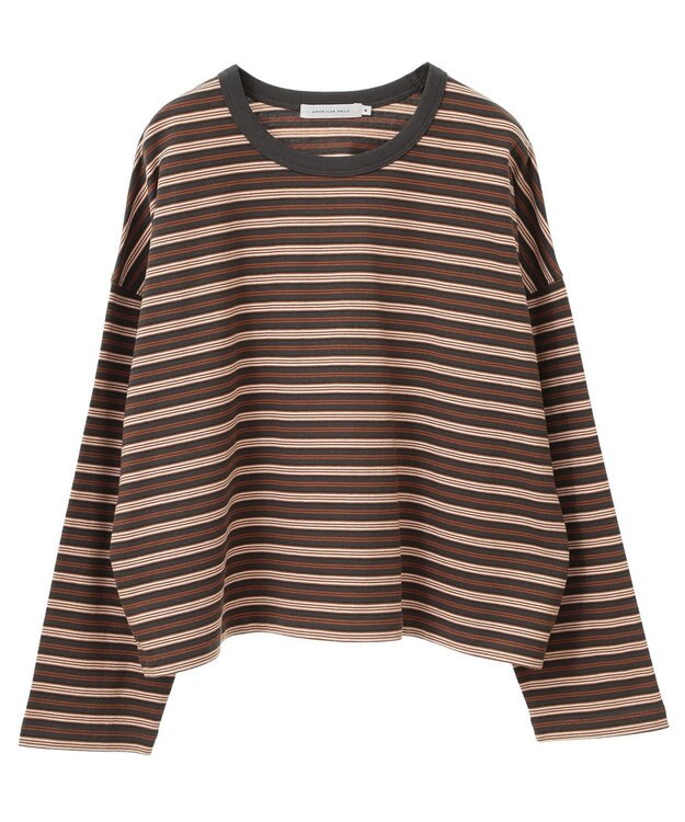 AMERICAN HOLIC マルチボーダーカットプルオーバー Charcoal Gray