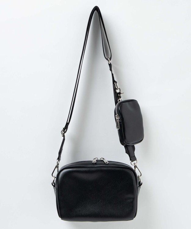 WEGO ポーチ付きスクエアショルダー ブラック