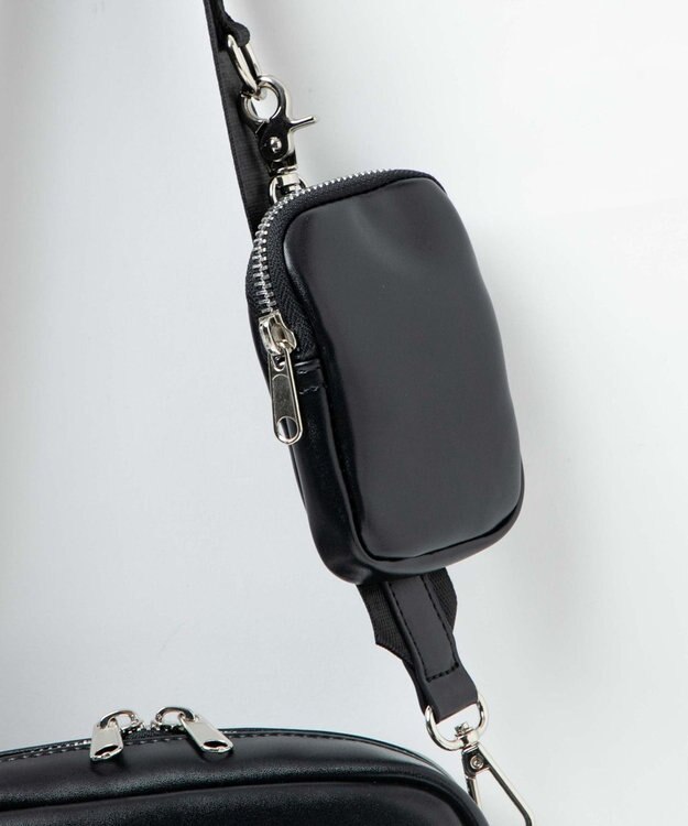 WEGO ポーチ付きスクエアショルダー ブラック