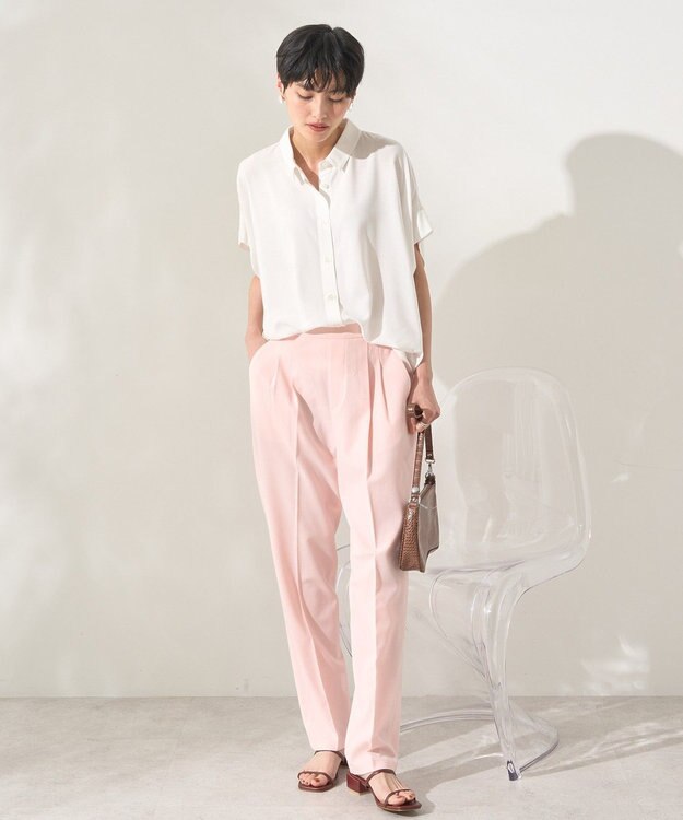 AMERICAN HOLIC 【接触冷感】タックフレンチスリーブシャツ Off White