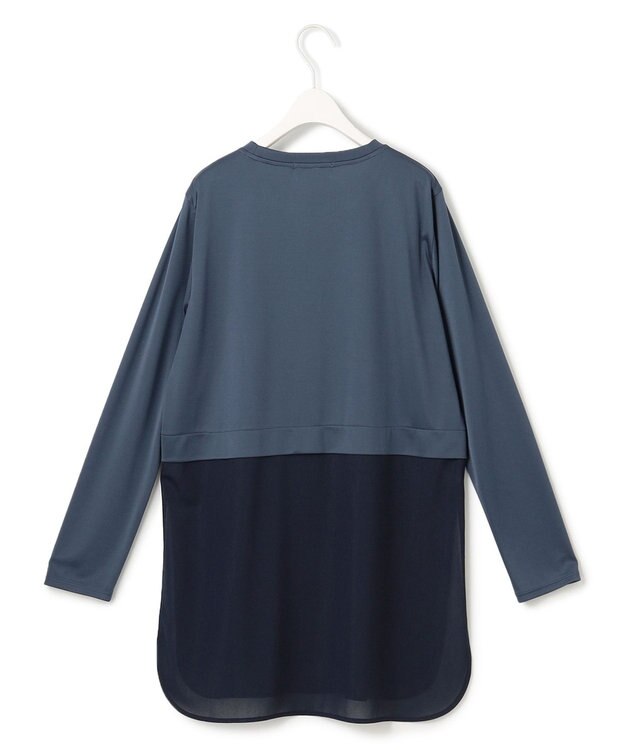 ICB L 【洗える】シアージャージーコンビ カットソー ブルーグレー系