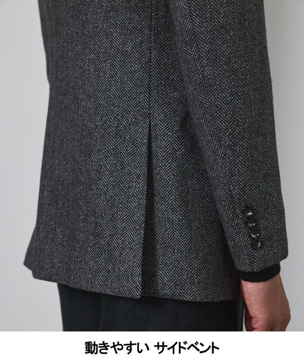 GOTAIRIKU 新色追加【一部ストレッチ】カシミヤブレンド 定番ツイードジャケット(25年モデル) グレー×ヘリンボーン
