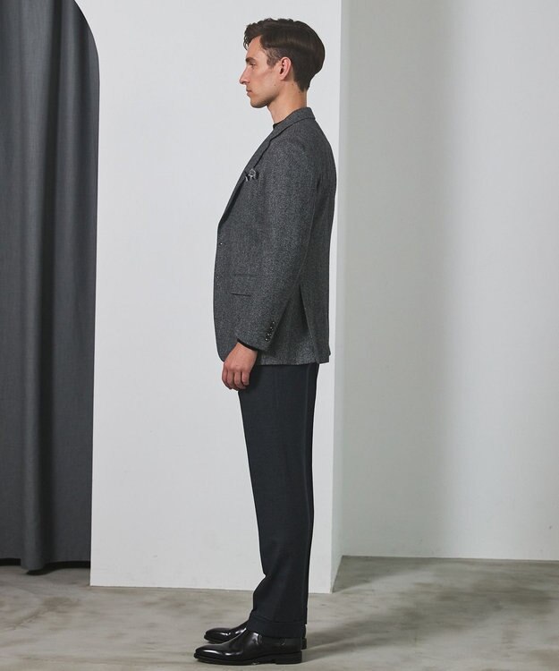 GOTAIRIKU 新色追加【一部ストレッチ】カシミヤブレンド 定番ツイードジャケット(25年モデル) グレー×ヘリンボーン
