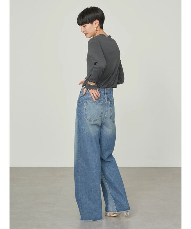 AMERICAN HOLIC バイカラーシアータートルプルオーバー Charcoal Gray