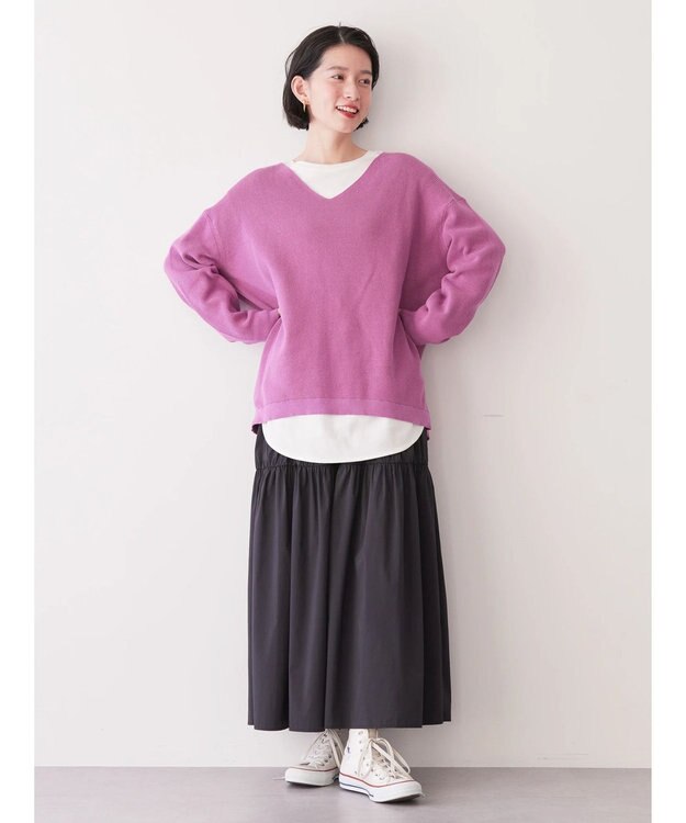 AMERICAN HOLIC Ｖネック片畦ニットプルオーバー Pink