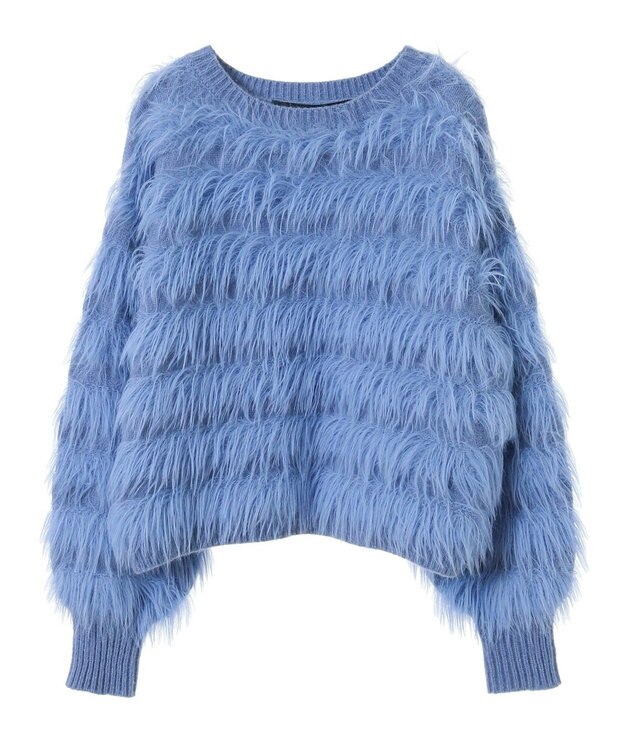 YECCA VECCA フェザーボーダーニット Blue