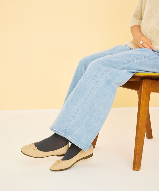 steppi 【洗える/撥水】ラウンド バレエ パンプス ゴールド