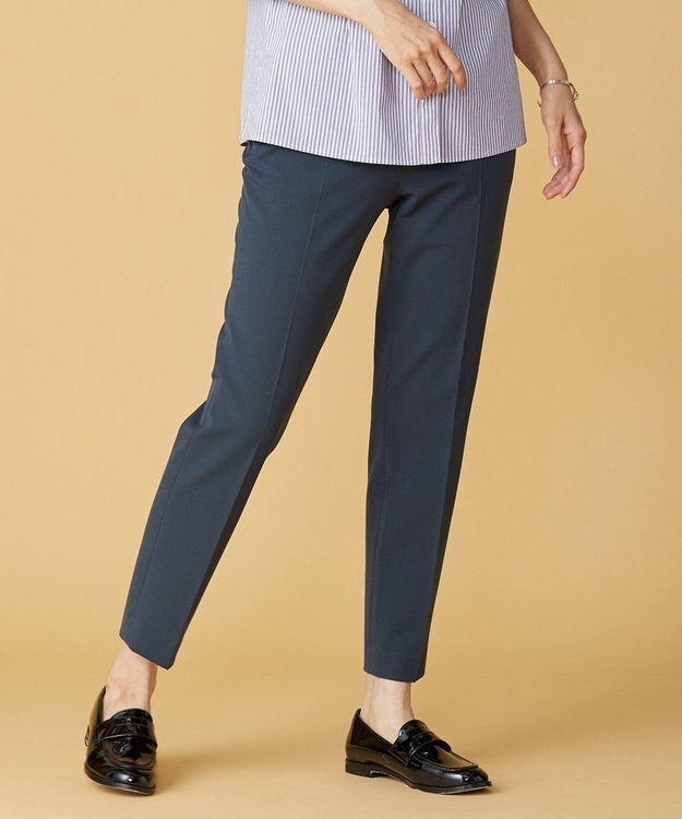 J.PRESS LADIES L 【洗える】アルガンシルク テーパード パンツ ダークグリーン系