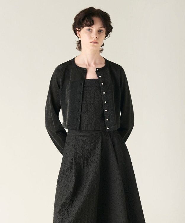 GRACE CONTINENTAL ラメシアーショートニットカーディガン ブラック