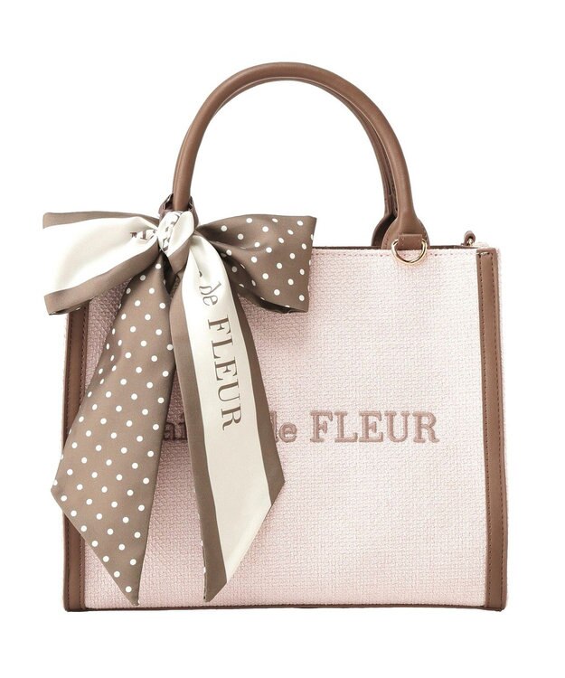 Maison de FLEUR スカーフ付きツイードスクエア２Ｗａｙトート Pink