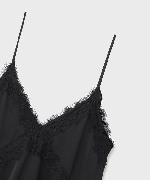 GRACE CONTINENTAL サテンレースキャミ ブラック