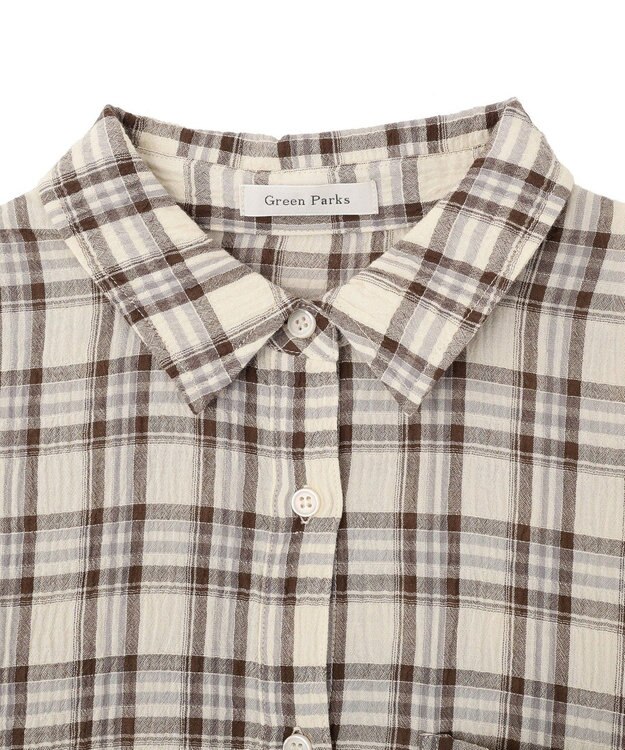 Green Parks スカーフ付チェックシャツ White