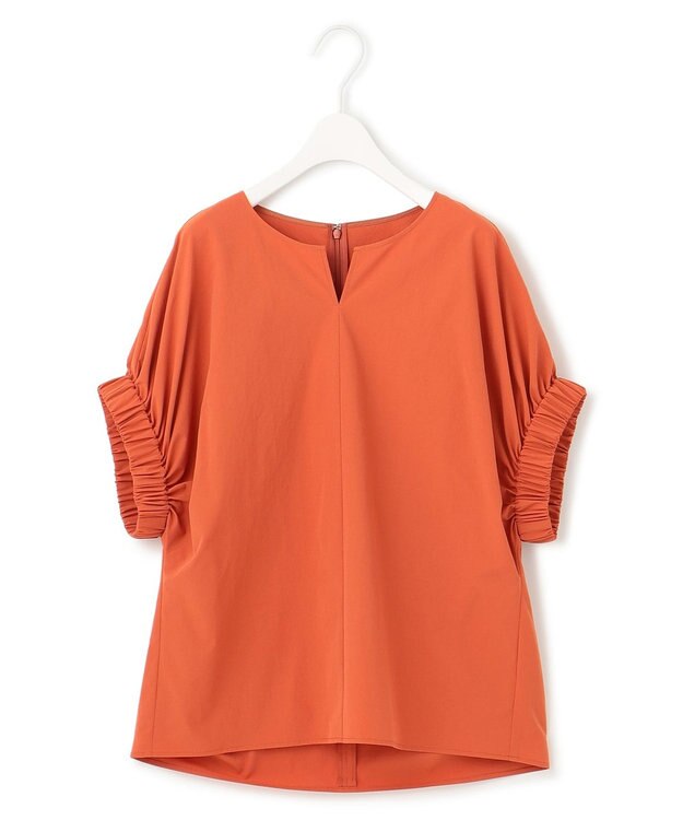 ICB 【接触冷感・UVカット・洗える】ヴィンテージスパンブロード デザインブラウス テラコッタ系