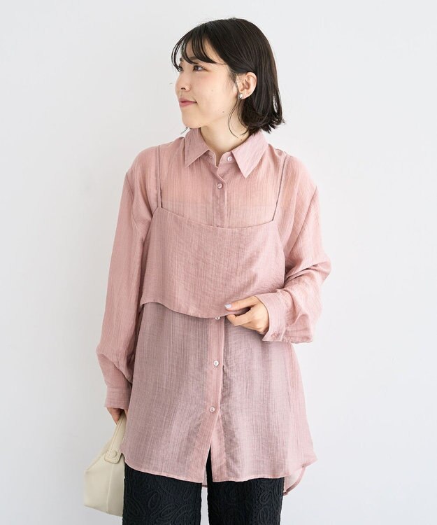 Green Parks ＳＥＴ２点シアーシャツ＋ビスチェ Pink