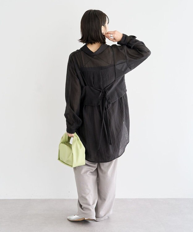 Green Parks ＳＥＴ２点シアーシャツ＋ビスチェ Black