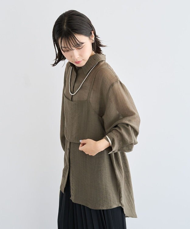 Green Parks ＳＥＴ２点シアーシャツ＋ビスチェ Brown