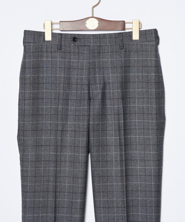 J.PRESS MEN 【TREATMENT WOOL】ストレッチサキソニーチェック スラックス ダークブラウン系3