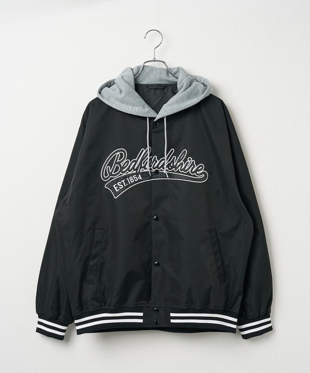 WEGO 【ユニセックス着用ITEM】フードワッペンスタジャン ブラック