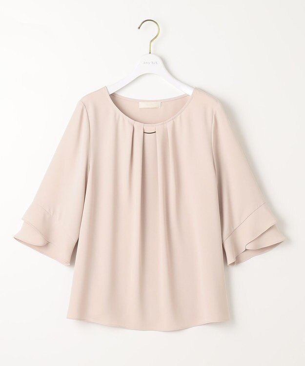 ANY SIS S 【洗える】ラッフルフレアジョーゼット ブラウス ペールピンク