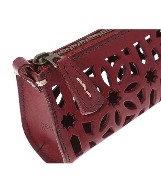 genten カットワーク ペンケース ワイン